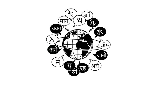 hand-drawn hindi zodiac signs and planets illustration with earth globe in center for astrology and horoscope concepts
