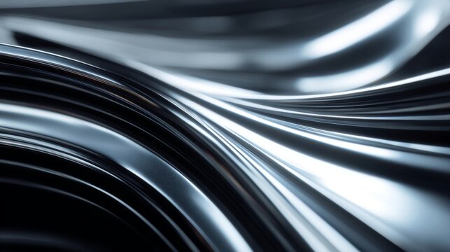 Sleek Chrome Waves with Ambient Light Reflections for Luxury Tech Aesthetic