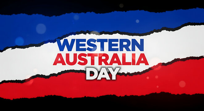 Western australia day celebration with torn flag design and bold text