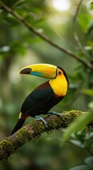 Fototapeta premium Vibrant Colorful Toucan Perched on Branch.
