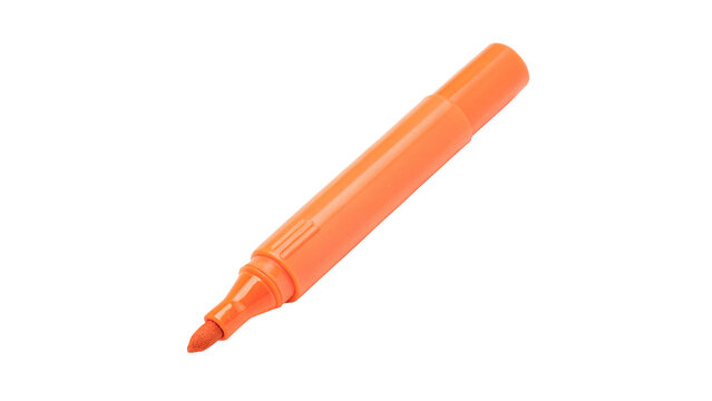 Bright orange highlighter isolated on transparent background cut out