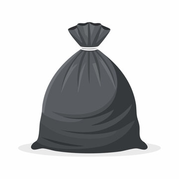 Black garbage bag with drawstring