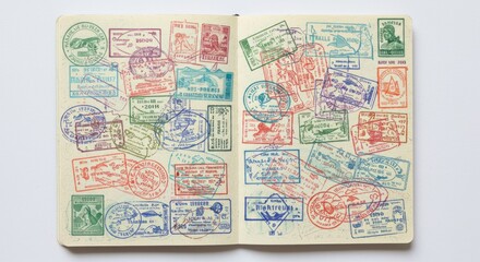 Obraz premium Vintage Postage Stamps in Album Book.