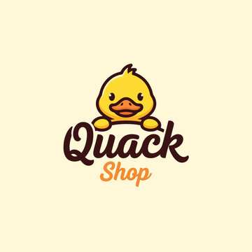 Cute little yellow duck character logo for a shop.