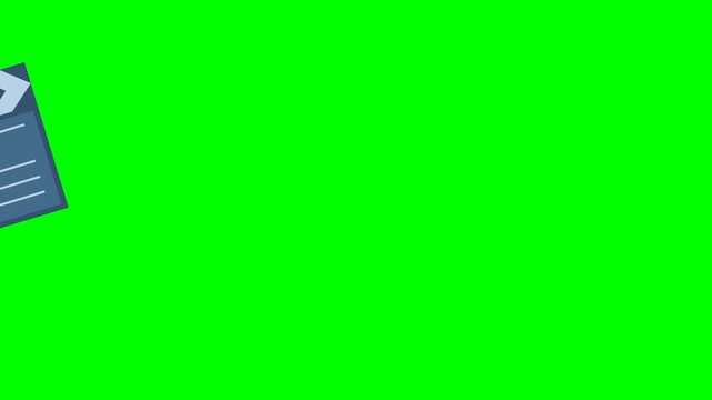 Two hands holding a movie clapperboard. A man holding a clapperboard for filming. Show business. A film crew assistant with a clapperboard. Hollywood. Front view. Flat 2D animation. Alpha channel.