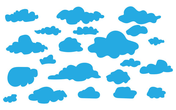 Black Silhouetted Cloudscape Vector Set &ndash; Sky Clouds Collection, Minimal Nature Illustration