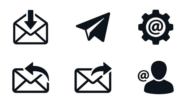 Collection of communication and email icons for digital messaging and contact
