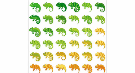 Colorful Chameleons in Various Shades. © rohit