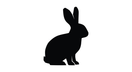 A striking black rabbit form captured in a minimalist bold silhouette © Kuntol02