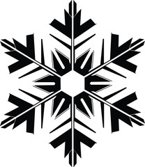 Obraz premium Intricate Geometric Snowflake Silhouette Vector Illustration Featuring Symmetric Ice Crystal Patterns for Winter Season Holiday Decor Christmas Celebration and Cold Weather Graphic Design Projects