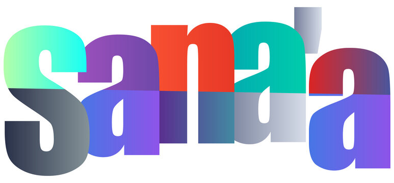 Colorful gradient text letters spelling out name sanaa with transparent background