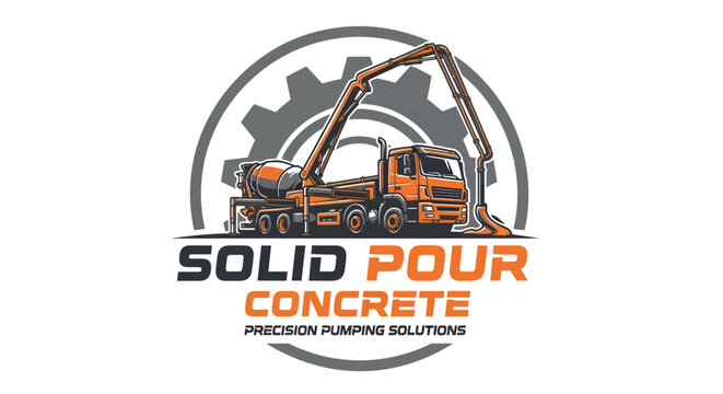 Solid Pour Concrete Precision Pumping Solutions Truck Logo.
