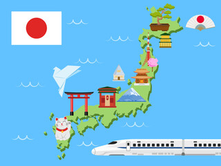 Japan famous symbol landmark illustration destination asia national tourism © SachiDesigns