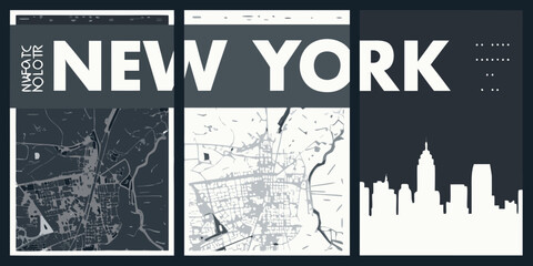 Obraz premium new york city map and skyline illustrations