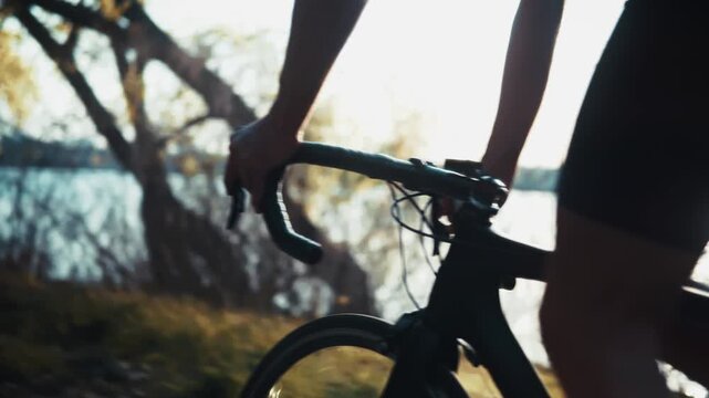 Athlete Training Near Lake. Active Lifestyle And Endurance Sport. Fitness Routine And Health