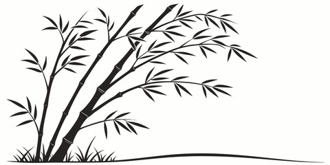 Bamboo grove clump with grass ground decorative vector illustration bamboo forest bamboo branch bamboo leaves graphic design bamboo stalk nature art bamboo stems landscape illustration © Rabbi