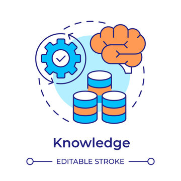 Knowledge multi color concept icon. Information processing, critical thinking. Data management. Round shape line illustration. Abstract idea. Graphic design. Easy to use in presentation, article