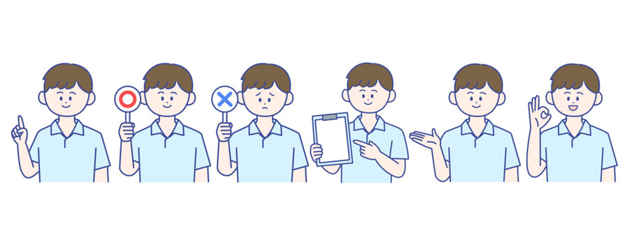 男性介護士の表情セット