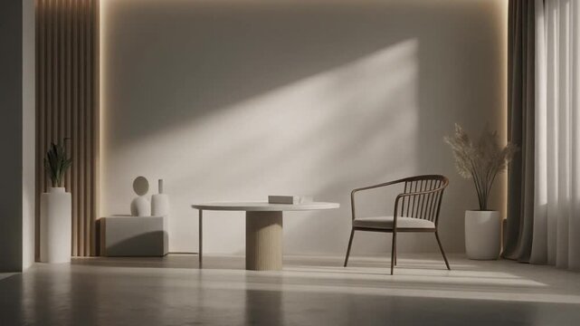 Minimalist Living Room with Natural Light and Shadows