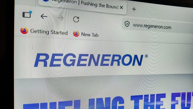 internet browser window with regeneron website displayed