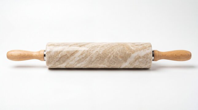 Marble rolling pin with wooden handles for baking dough