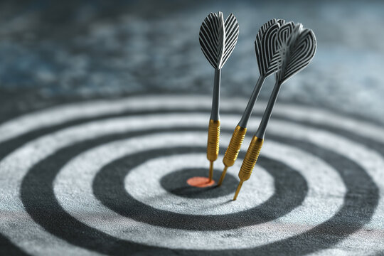 Management concept Plan Industry Growth Goals, Determine Corporate Performance Improvement Strategies, Business Growth, Darts arrows in the target center