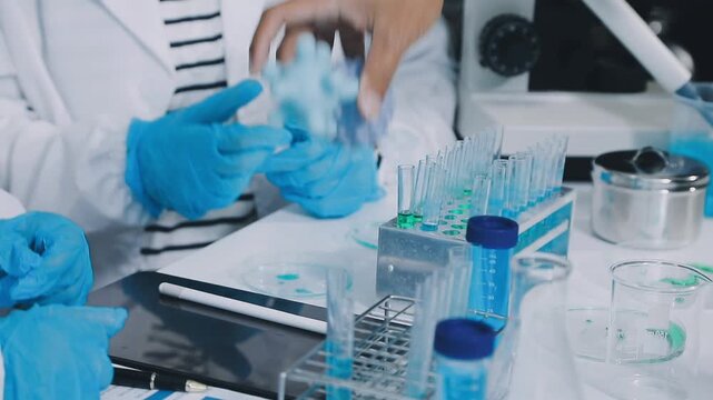 Medical science laboratory. Concept of virus and bacteria research