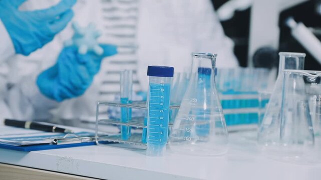 Medical science laboratory. Concept of virus and bacteria research