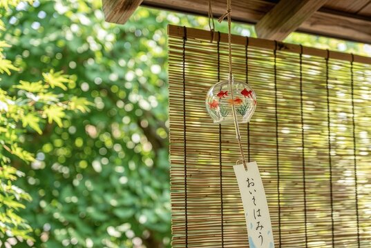 Japanese glass wind chime Edo Furin with summer breeze