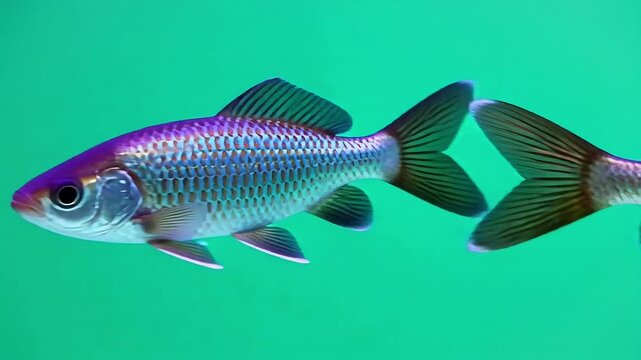 Freshwater perch fish swimming in clear turquoise water, vibrant scales and natural habitat