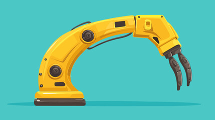 Naklejka premium A stylized robotic arm, yellow and black, set against a teal background