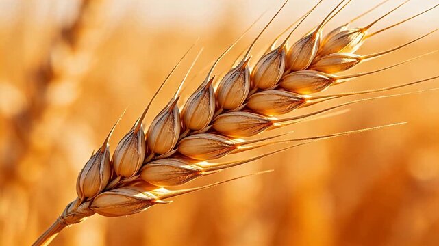 Closeup of a golden wheat ear