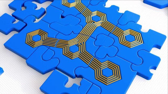 黄金の回路パズルが組み合わさるITインフラネットワークの起動