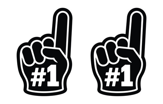 Number one foam finger hand silhouette icon representing sports fan support victory gesture celebration symbol vector illustration clean design