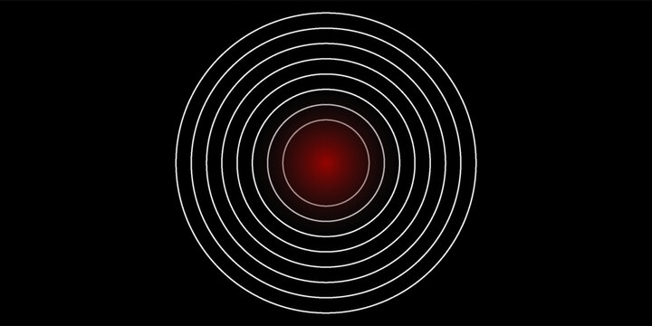 Pain Relief Target Icons: Concentric Red Circles for Healthcare, Radar, and Sound Wave Concepts. Pain red circle or localization mark, aching place sign, abstract symbol of pain