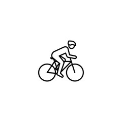 Naklejka premium Cyclist icon on bicycle line art with transport outdoors activity recreation