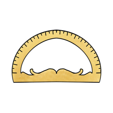 Vintage Golden Protractor Drafting Tool Illustration