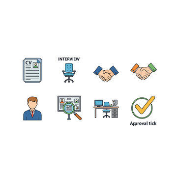 Collection of business and office work related icons with professional themes