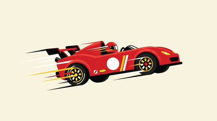 Fast Red Race Car Vector Illustration with Motion Trails and Racer in © Alifia