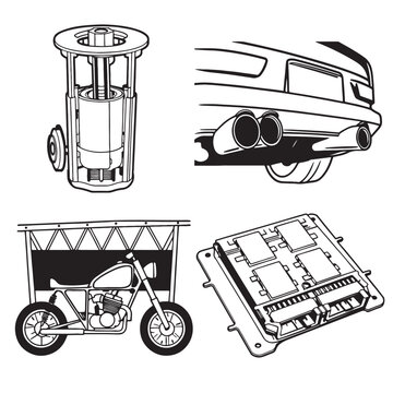 Car Exhaust System and Electronic Control Unit Illustration