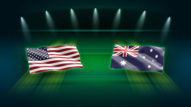 International Soccer Match Preview &ndash; Usa vs Australia with Flags