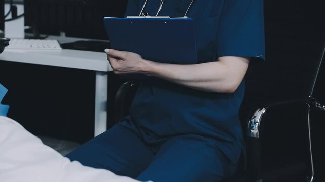 Positive female caregiver visit smiling senior disabled grandmother check heart rate, young woman doctor use statoscope do regular checkup of old lady patient at home, elderly healthcare concept