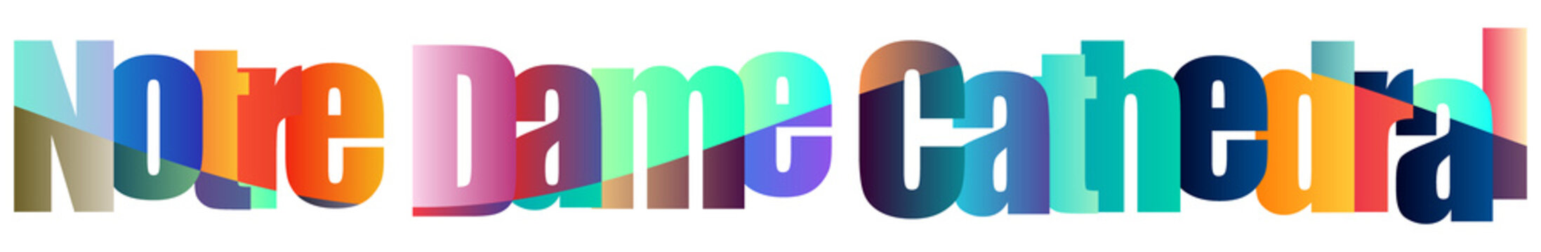 Colorful Text Design Featuring Notre Dame Cathedral Name
