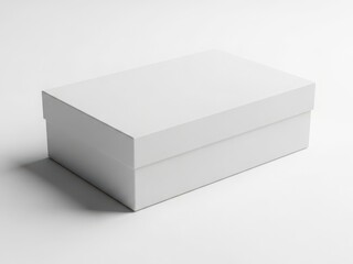 Naklejka premium A pristine white box with a lid sits on a plain white background.