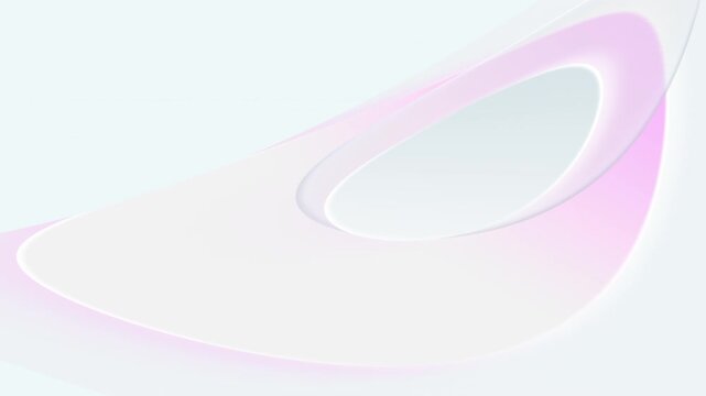 Soft translucent forms drift across a pale background with delicate color transitions and subtle depth. Seamless horizontal motion loop with airy pastel tones and smooth flowing movement.