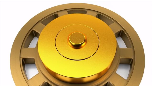 黄金のキーハブが嵌まりロックされるセキュリティ金庫のパズルメカニズム