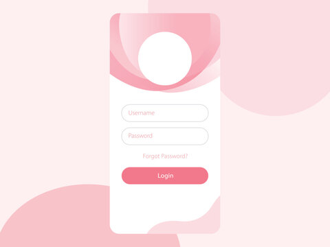 Login page template with username, password fields, and login button. mobile application user interface.