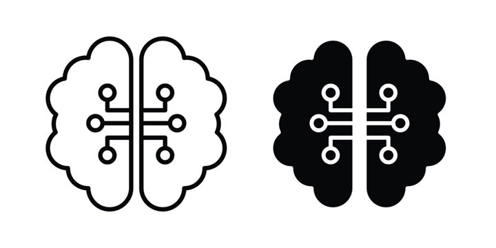Brain circuit icon design project. Editable clipart and line icons