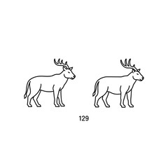 Fototapeta premium Minimalist line art vector illustration of two standing stag deer with wildlife
