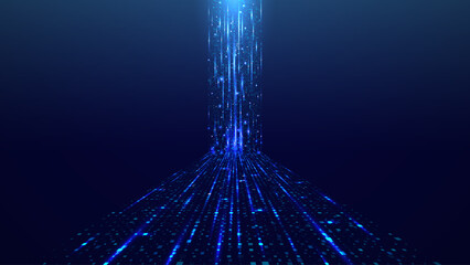 Fototapeta na wymiar Big data streams flowing through abstract cyber space with luminous network connections, perfect for tech presentations showcasing artificial intelligence and digital innovation. Technology background
